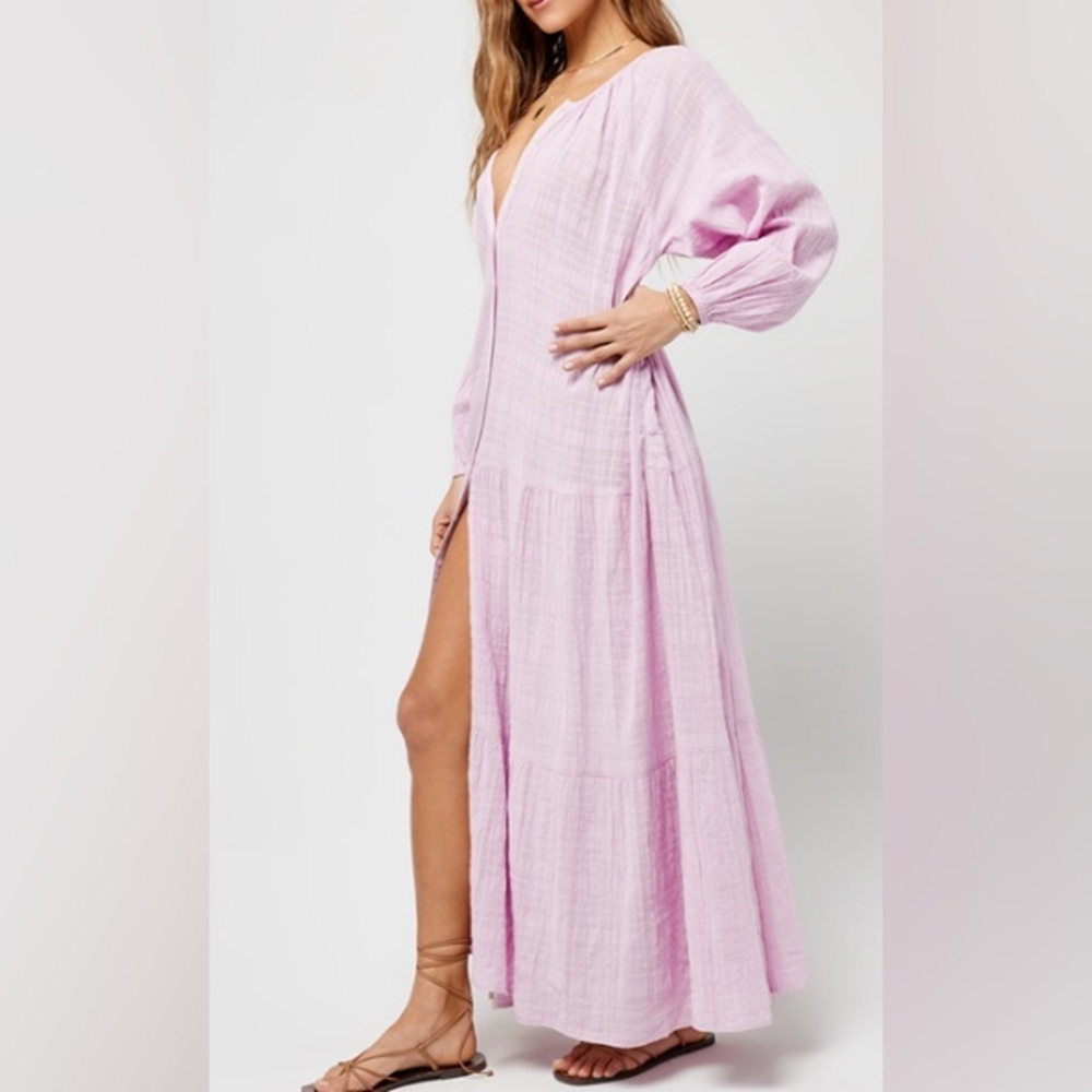 NWT L*Space Napali Maxi Dress Lavender Size L - Picture 3 of 10